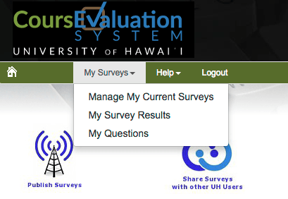 CES screenshot showing My Surveys menu with My Survey Results