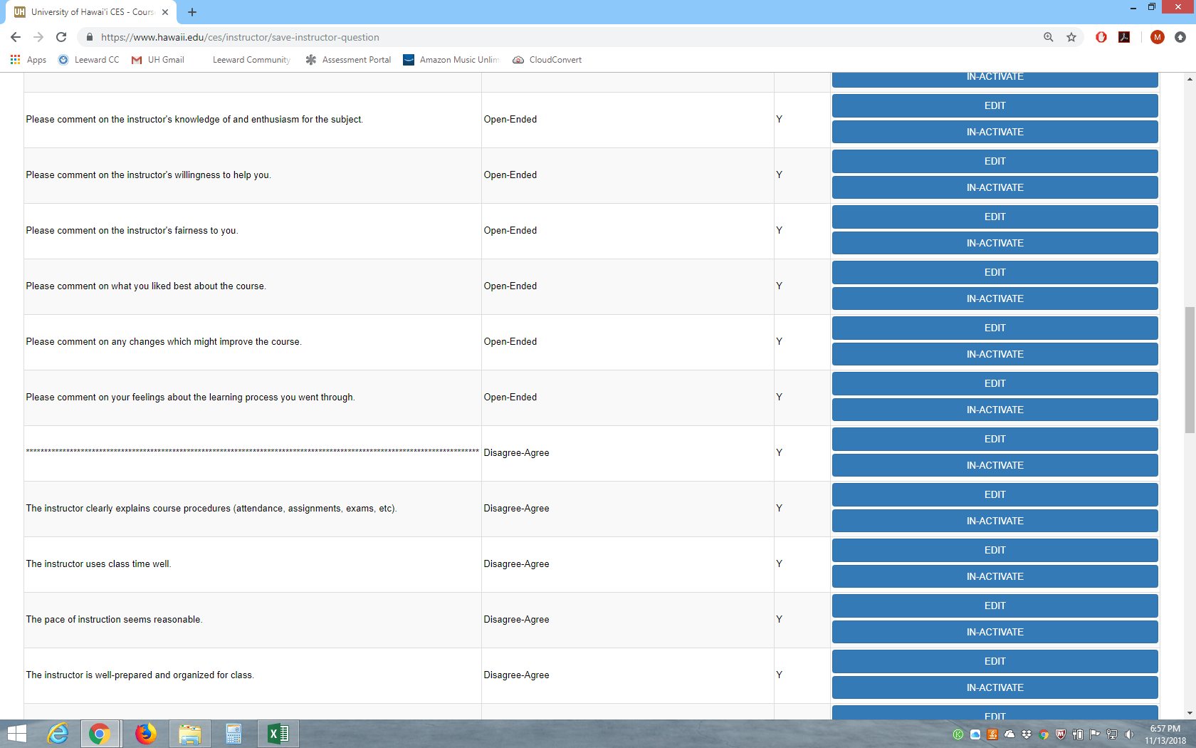 list of questions in question pool with **** separating questions