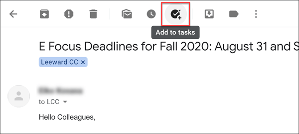 Gmail add to tasks button