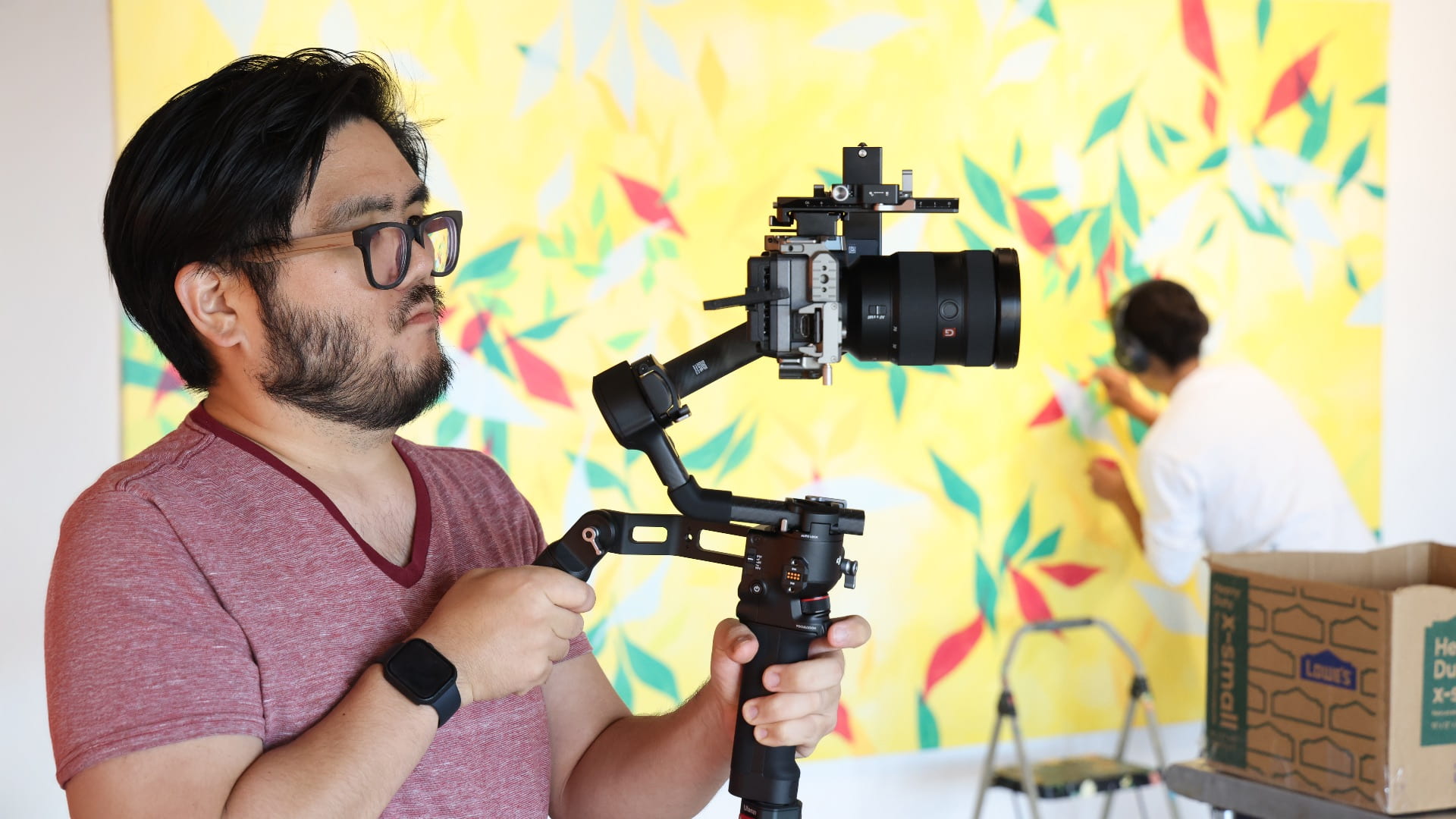 Cameraman shooting footage.